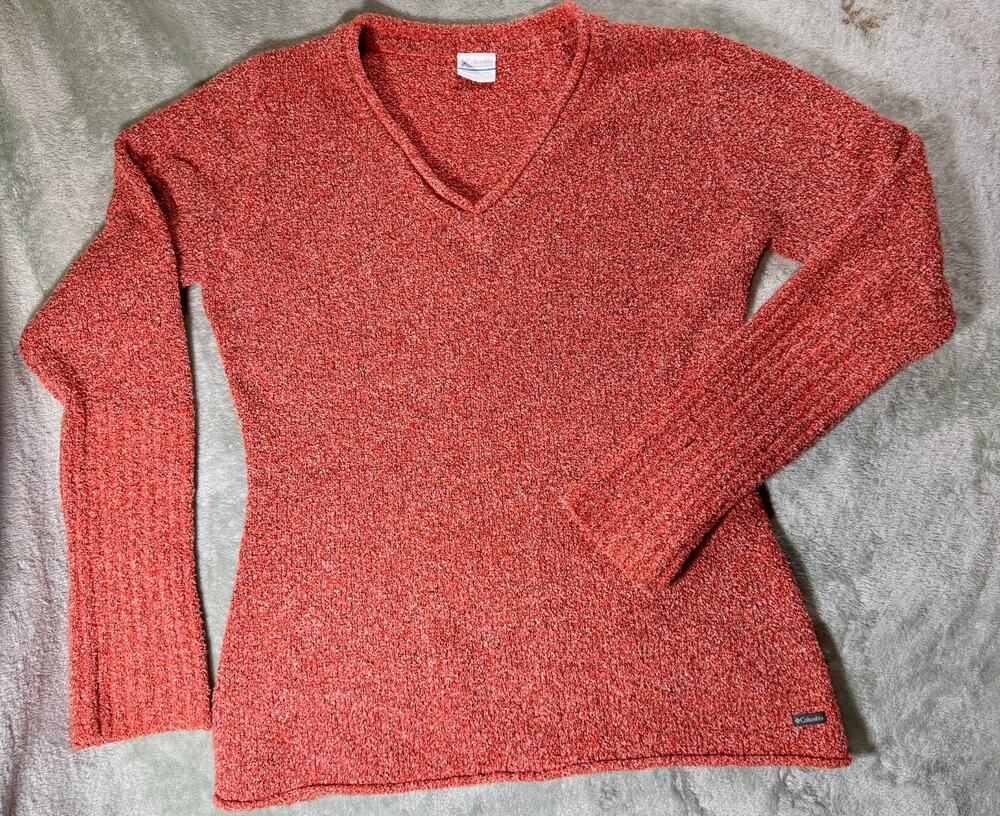 Columbia womens knit sweater orange vneck size medium
